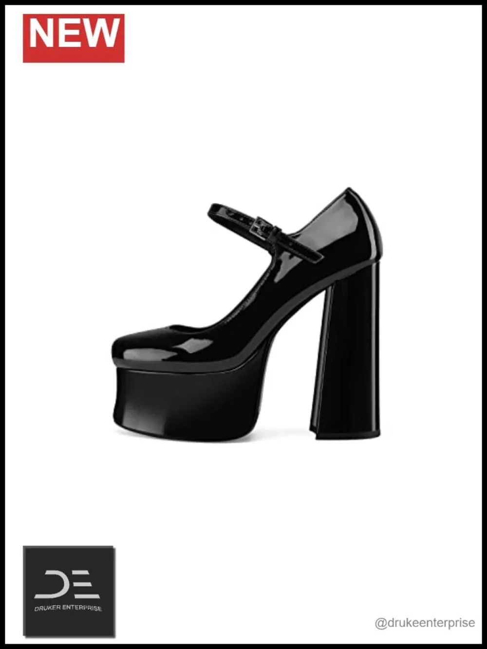 Women's Mary Jane Platform Heels Black Close Toe Chunky Block Pumps